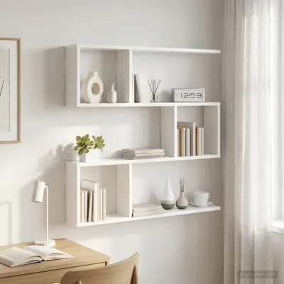 Obrázok produktu pre Maison Exclusive – Nástenná polička, biela, 80 x 12 x 79,5 cm, drevovláknitá doska