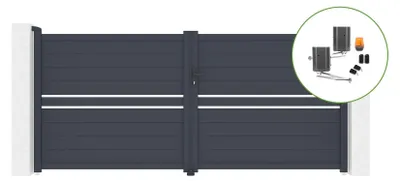 Produktbild von Flügeltor 3,5 m CIMONE H.160 cm Aluminium + BUNKER B500 Motorisierung