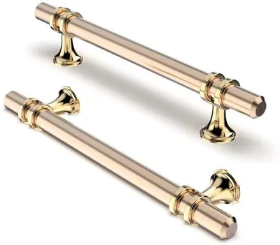 Immagine prodotto di Set di 10 maniglie per mobili Unyqoos®, color oro, realizzate in lega di zinco e alluminio, distanza tra i fori di montaggio: 128 mm, lunghezza totale: 182 mm – ideali per ante di cucine e armadi