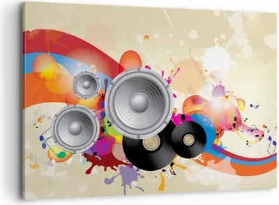 Produktbild von Bild auf Leinwand - Leinwandbild - Musik abstrakt Komposition Dekoration - 100x70cm - Wand Bild - Wanddeko - Leinwanddruck - Bilder - Kunstdruck - Leinwand bilder - Wandkunst - AA100x70-2560