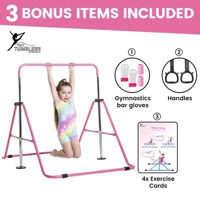 Imagen del producto de Barra de gimnasia para niños, con anillos y barras, ideal para uso doméstico o para gimnasia