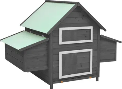 Image de The Living Store Poulailler Gris et Blanc 152x96x110 cm Sapin massif