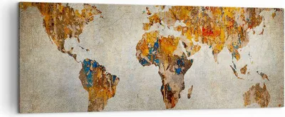 Produktbild von Bild auf Leinwand - Leinwandbild - Welt Karte Kontinente Geographie - 140x50cm - Wand Bild - Wanddeko - Leinwanddruck - Bilder - Kunstdruck - Leinwand bilder - Wandkunst - AB140x50-2783