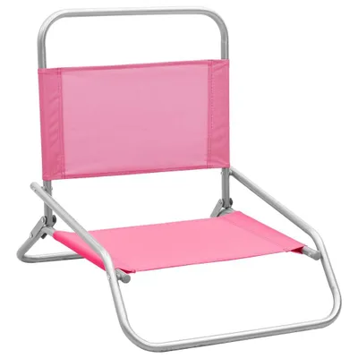 Image de vidaXL Chaises de plage pliantes 2 pcs. Tissu rose