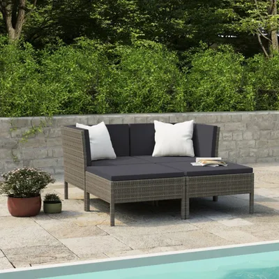 Imagen del producto de Maison Exclusive: Juego de salón de jardín de 4 piezas con cojines, fabricado en ratán sintético gris