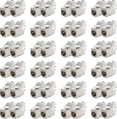 Produktbild von deleyCON 48x Keystone Modul CAT 6a Jack - Vollgeschirmt STP RJ45 Buchse Werkzeugfrei Dank Snap-In Montage CAT Rohkabel 500Mhz 10GBit/s
