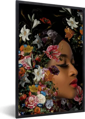 Produktbild von MuchoWow® MuchoWow® Gerahmtes Poster Frau - Make-up - Flora 20x30 cm - Poster mit zchwarzem Bilderrahmen - Drucken - Bilder Poster im Rahmen