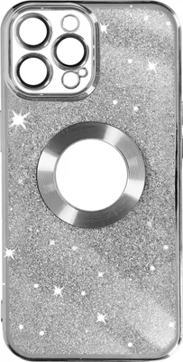 Produktbild von Avizar, Glitzer-Silikonhülle mit Chromumrandung für Apple iPhone 13 Pro Max, Silber