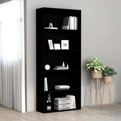 Produktbild von vidaXL Regál na knihy 5 přihrádek černý 80x30x189 cm výrobek ze dřeva