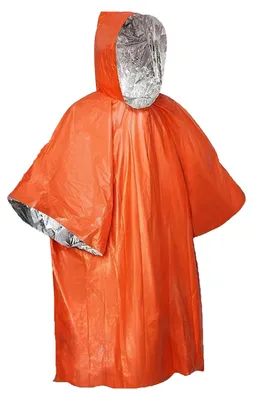 Produktbild von Notfall-Überlebensponcho, wasserdicht, winddicht, mit Kapuze, tragbar, für Outdoor-Aktivitäten wie Camping, Wandern und Reisen, Regenmantel