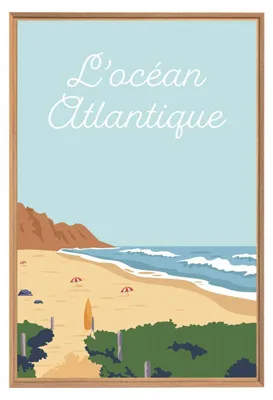 Image de Tableau mural encadré océan atlantique 65x97 cm, Tableau mural moderne pour décoration intérieure