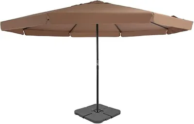 Immagine prodotto di Ombrellone da 5 metri con base riempibile, grande ombrellone da giardino in terracotta, con manovella, palo in alluminio e struttura a croce in acciaio, ideale per terrazza, giardino e cortile