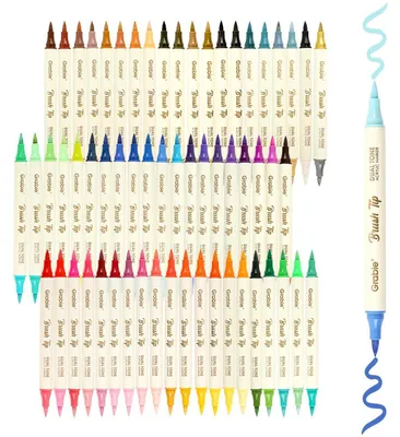 Image de Stylos acryliques à double embout, pinceaux-stylos, 120 couleurs, encre acrylique à base d'eau, pour papier, pierre, bois, verre, tissu