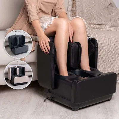 Produktbild von GESS PUF masážní stolička na nohy Stylová otomanská stolička, váleček, vzduchový kompresní masážní přístroj na nohy s ohřívačem