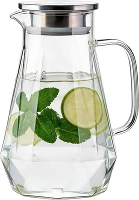 Productafbeelding van Glazen karaf 1,5 l met deksel en handvat, hittebestendige waterkan