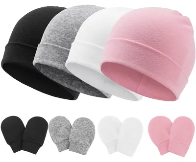 Imagen del producto de Conjunto de gorro y manoplas para bebé, unisex, apto para todas las estaciones