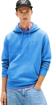 Produktbild von Tommy Jeans Herren Hoodie Regular Fit Flag Fleece mit Kapuze, Blau (Blue Twiligh