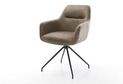 Produktbild von DELIFE Esszimmerstuhl Pejo-Flex Mikrofaser Taupe Vintage Kreuzgestell konisch Schwarz Taschenfederkern