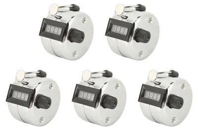 Produktbild von 5 Stück Klickerzähler, 4-stellig, Metallgehäuse, präzise Handzähler, Klicker für Schulsportveranstaltungen