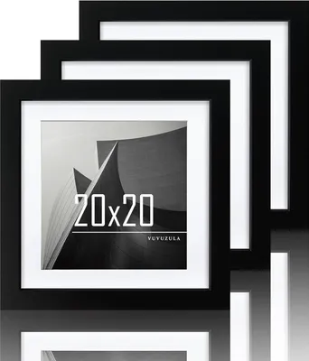 Zdjęcie produktu dla VUVUZULA ramka na zdjęcia 20x20cm czarna drewniana ramka na zdjęcia zestaw 3 sztuk