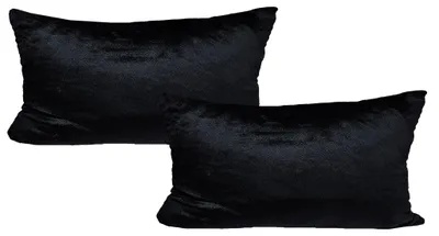 Produktbild von JACK 2er Set Teddy Flausch Kissenhülle Kissenbezug Dekokissen flauschig kuschlig weich, Farbe:Schwarz, Größe:30 x 50 cm