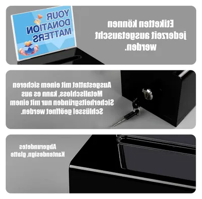 Produktbild von Acryl-Spendenbox, abschließbare Spendenbox, Wahlurne aus Acryl, abschließbare Empfehlungsbox für Abstimmungen, Visitenkarten, Gewinnspiele, Wettbewerbe