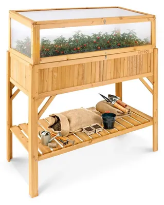 Produktbild von Hochbeet Pflanzkasten Kalthaus - 119 x 53 x 124 cm - Kiefernholz - 191,4 Liter - Mit Deckel