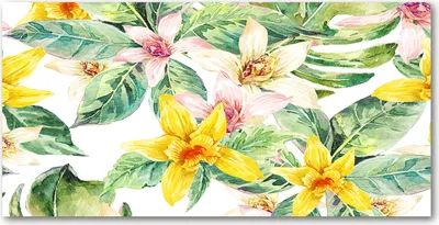 Produktbild von Tulup Glas-Bild -140x70- Wandkunst Dekorative Wand für Küche & Wohnzimmer - Blumen & Pflanzen - Orchidee - Gelb