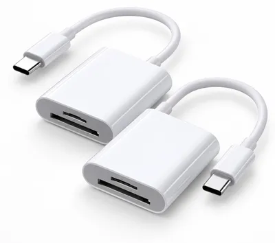 Produktbild von 2x SD-Kartenleser – USB-C Speicherkartenleser 2in1 SD- & micro-SD Card Reader – Speicherkarten Adapter für Windows, Android, Apple – 2er-Set