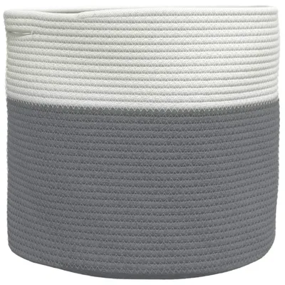 Produktbild von vidaXL Aufbewahrungskorb Grau und Weiß Ø40x35 cm Baumwolle
