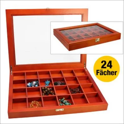 Produktbild von Vitrine aus Holz mit 24 Fächern