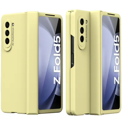 Obrázek produktu pro Pouzdro pro Samsung Galaxy Z Fold 5, ochrana pantu, tvrdý PC s ochranným sklem, kompletní krytí pouzdro Žluť