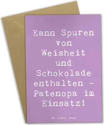 Produktbild von Mr. & Mrs. Panda Grußkarte Spruch Patenopa und Weisheit - Lavendeltraum - Geschenk, Patenschaft, handgemacht, weihnachtskarten, Familie, Geburtstage, einladungskarten