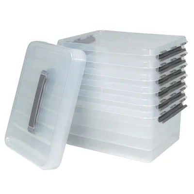 Produktbild von 6x Aufbewahrungsbox mit Deckel, transparent, LxBxH 400 x 300 x 180 mm, 15 Liter Box