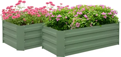 Produktbild von Outsunny 2er-Set Hochbeete, Maße 100 x 50 x 30 cm (L x B x H) – grünes Wellblech