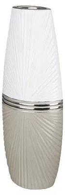 Obrázok produktu pre Gilde Vase, oválna, "Bardolino", keramika, sivá, biela, balenie 2 ks, dĺžka 8 cm, šírka 16 cm, výška 43 cm, kód: 47458, EAN: 4063387474587