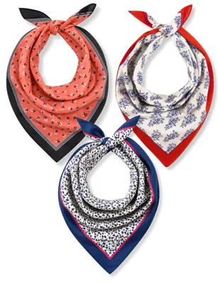 Imagen del producto de Conjunto de 3 bandanas, con diferentes diseños, un accesorio versátil para la ropa