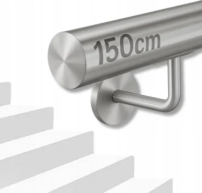 Immagine prodotto di Ringhiera per scale - corrimano per scale - 150 cm - acciaio inox - per interni ed esterni - senza traverse - kit di montaggio - argento