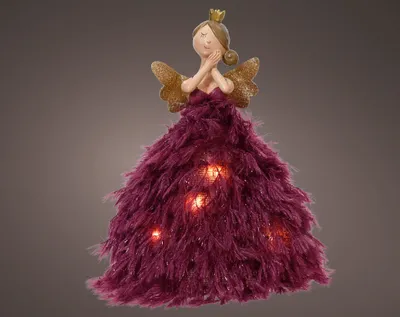 Produktbild von Lila Weihnachtsengel mit LED-Lichtern - 23 cm hoch