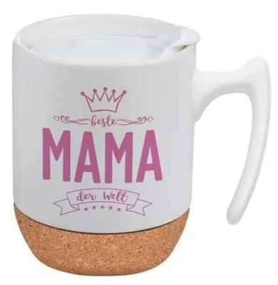 Obrázok produktu pre Šálka na kávu s vekom a podšálkou, "Najlepšia mama na svete", keramika, 350 ml, biela/čierna
