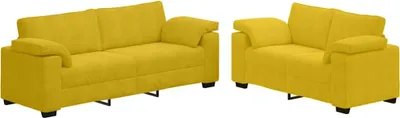 Image de vidaXL Ensemble de canapé 2 pièces avec coussins, velours jaune