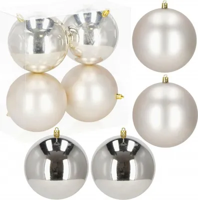 Immagine prodotto di Palline di Natale XL argento mix - 12 cm, set da 4 pezzi