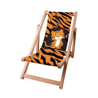 Image de Dreamroots Chaise longue en bois pour enfants, bois de hêtre jusqu'à 130 kg, Chaise longue pliable avec dossier inclinable en 3 positions, Roary