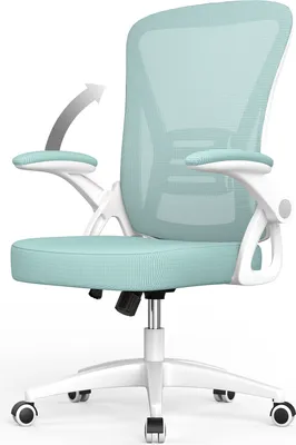 Produktbild von Bürostuhl – Ergonomischer Sitz – Sessel mit 90° klappbarer Armlehne – Lordosenstütze – höhenverstellbar - Grün