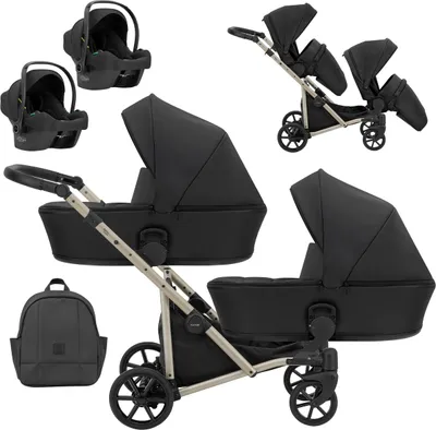 Immagine prodotto di Kunert BRAV DUO 3 in 1 passeggino doppio con 2x navicelle Cosmo in Crema e Champagne