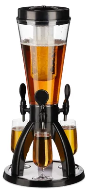 Bierturm mit 3 Zapfhähnen, 4 l, Bierdispenser, transparent/schwarz