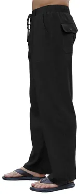 Productafbeelding van Casual Linnen Broek met Rechte Pijpen en Elastische Taille