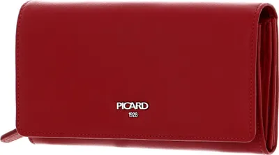 A red leather wallet with the brand name 'PICARD' and the year '1928' embossed on it.