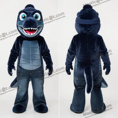 Image de Dino Velociraptor Mascotte MASTICOT Bleu Marine
