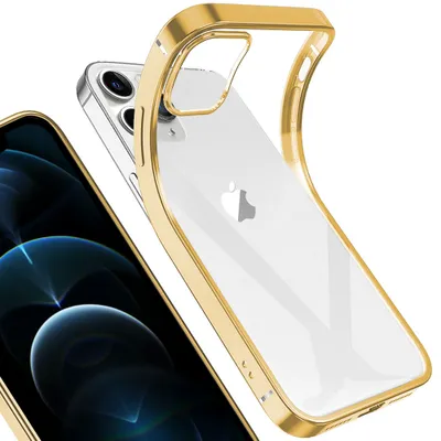 Immagine prodotto di iPhone 12 Pro Max Case, leggero trasparente Gel TPU Silicone Square Cover Frame Custodia protettiva per iPhone 12 Pro Max Oro